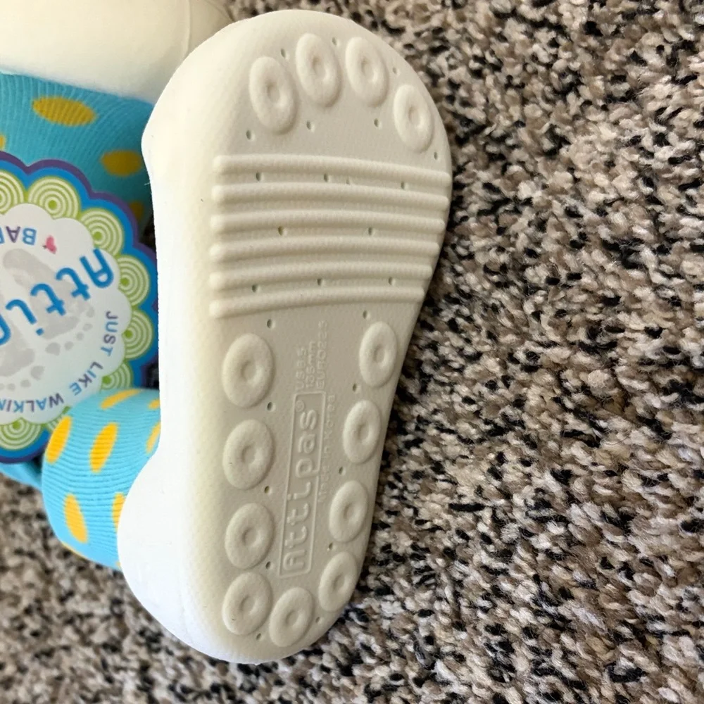 Turquoise and Yellow Polka Dot Baby Walker Shoes